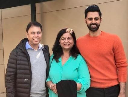 Najme Minhaj with wife Seema and son Hasan Minhaj.